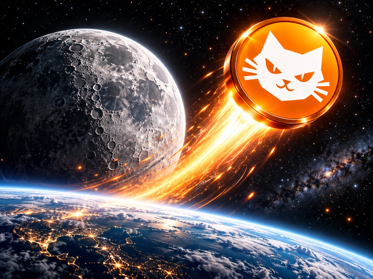 Moonshot — the cat coin rising past the moon